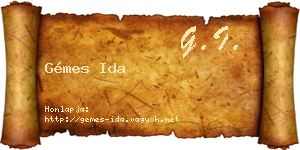 Gémes Ida névjegykártya